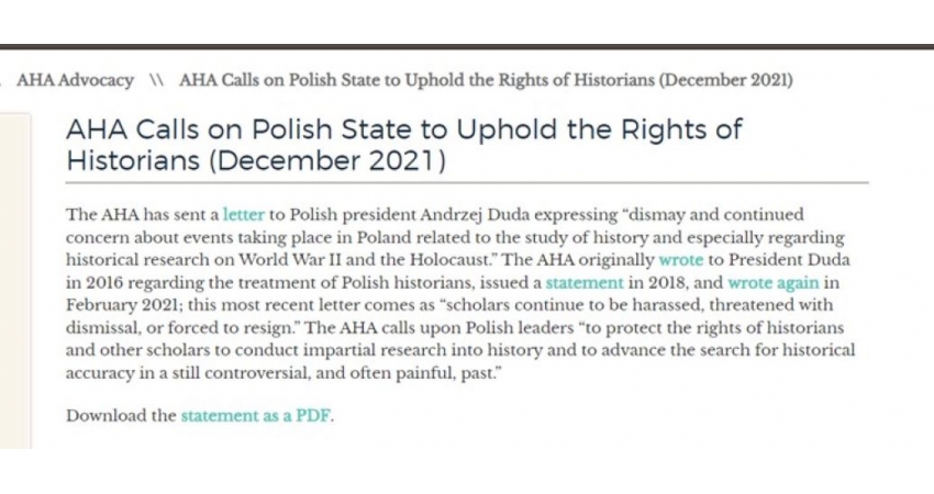 Calling on the Polish state to honor and protect the rights of historians